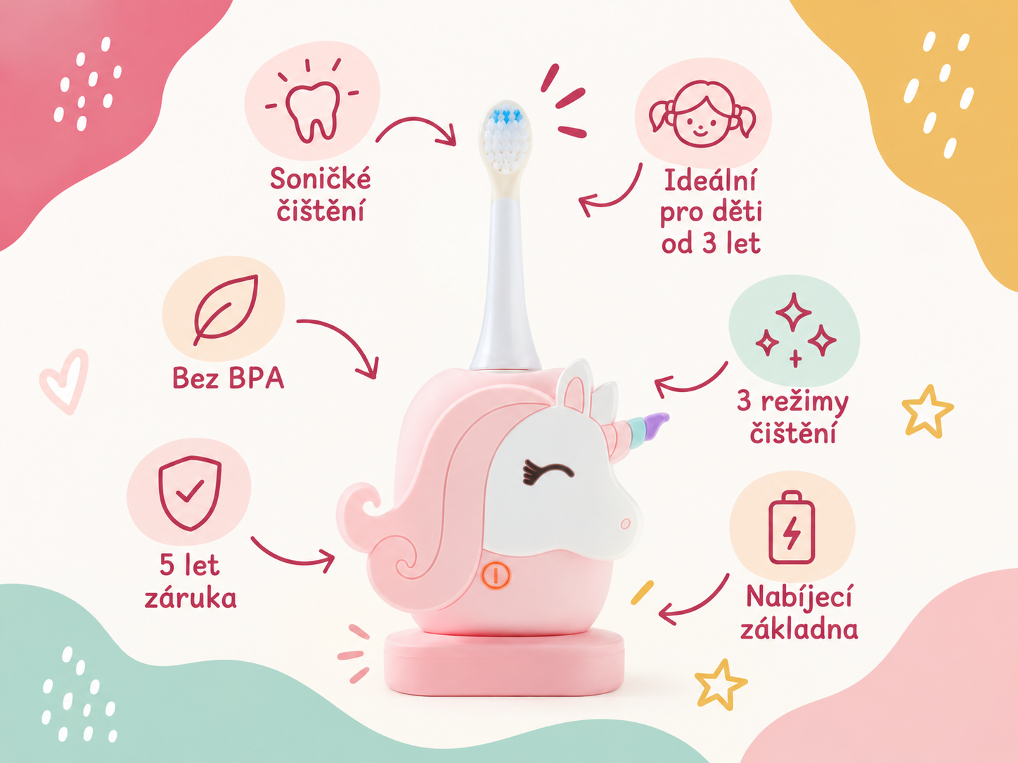 Dětský sonický elektrický kartáček Zoo Toothbrush Unicorn (18)1